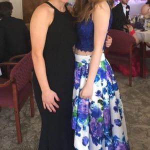 Two Piece Floral Prom Dress